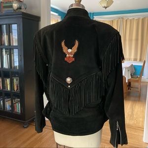 Vintage Harley Davidson Fringe Suede Jacket